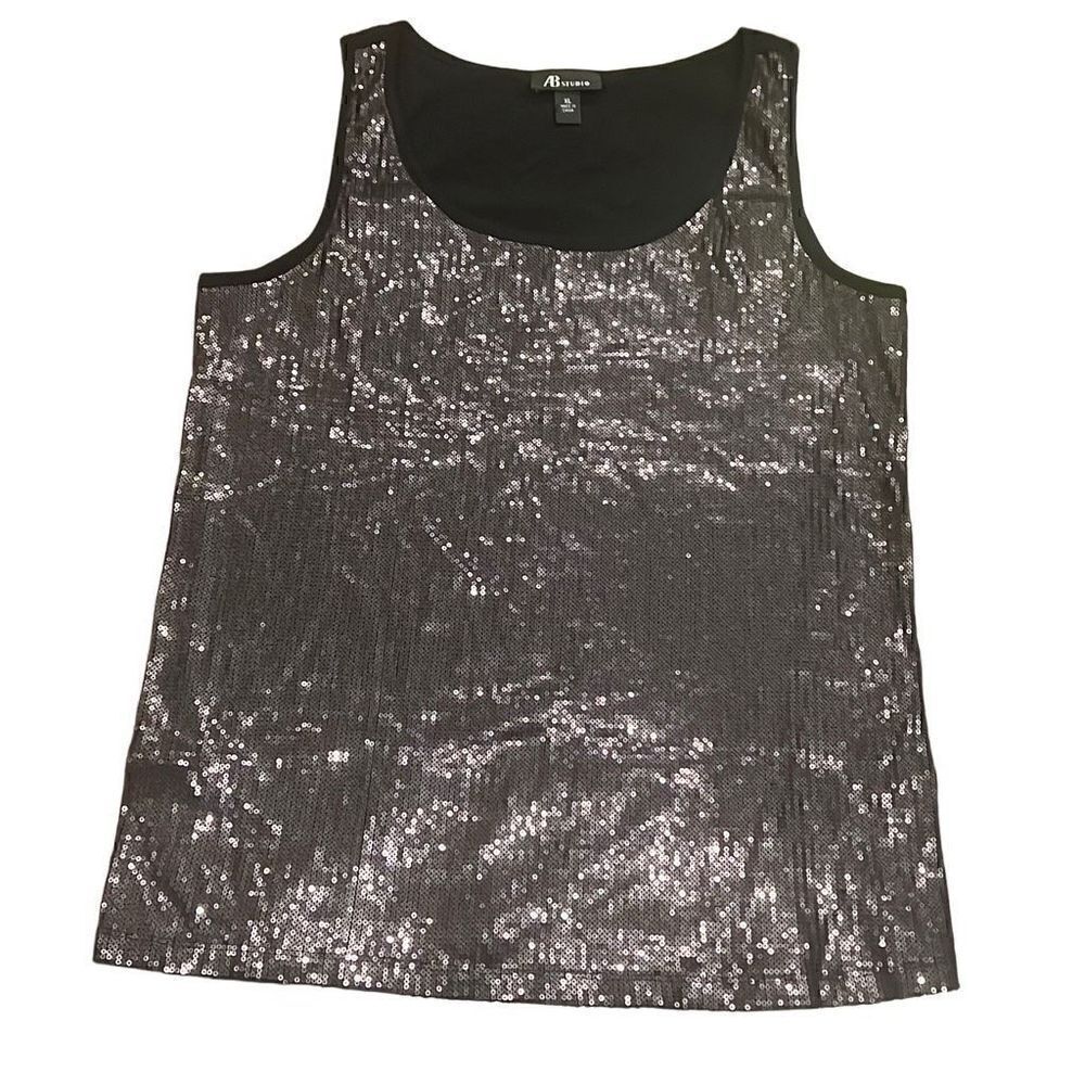 AB Studio black sequins tank top size XL